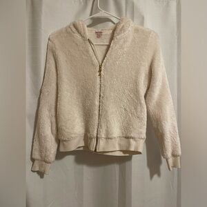 Juicy Couture Kids Fuzzy Creme Bear Zip Up Jacket | Bear Hoodie